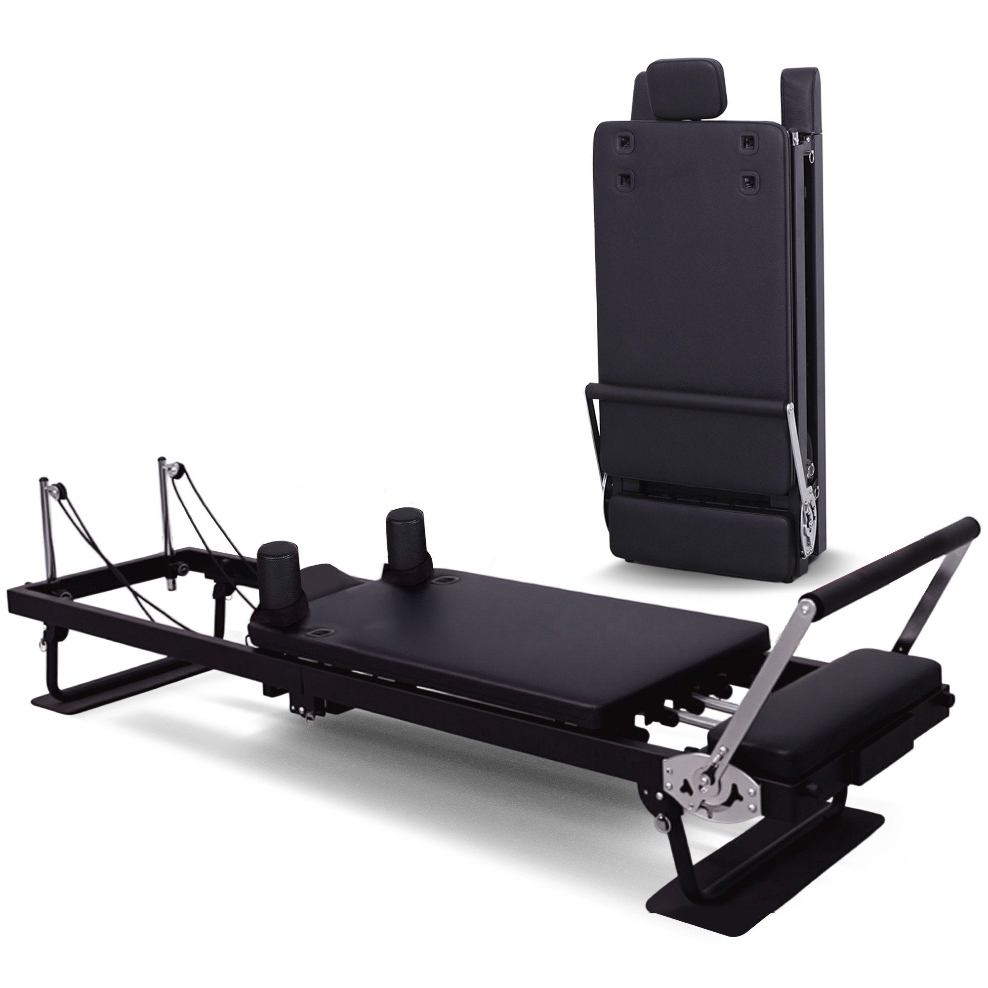 Yoga & Pilates: Powertrain Aria Steel Foldable Pilates Board Reformer Multifunctional Core Exercise Set Ab Trainer With Platform Extender Sitting Box Jumpboard And Footbar For Indoor Outdoor Full Body Fitness Home