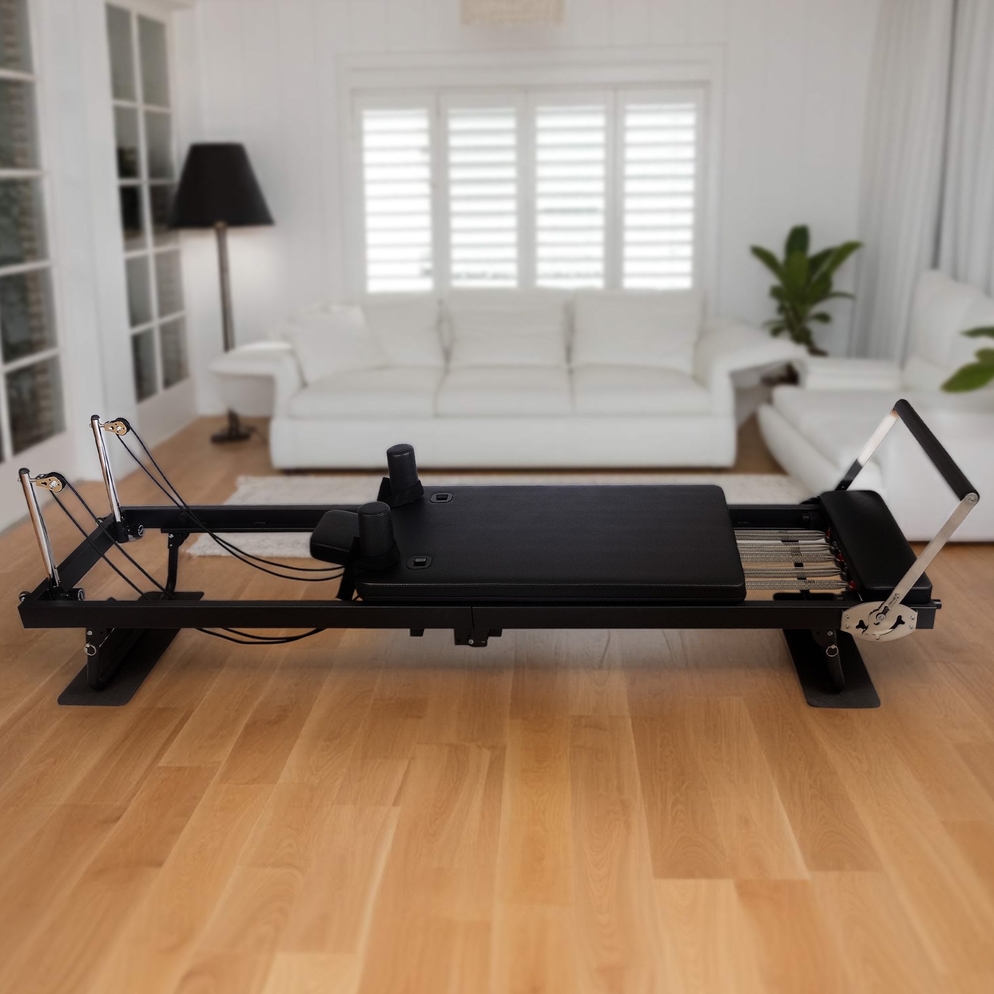 Yoga & Pilates: Powertrain Aria Steel Foldable Pilates Board Reformer Multifunctional Core Exercise Set Ab Trainer With Platform Extender Sitting Box Jumpboard And Footbar For Indoor Outdoor Full Body Fitness Home