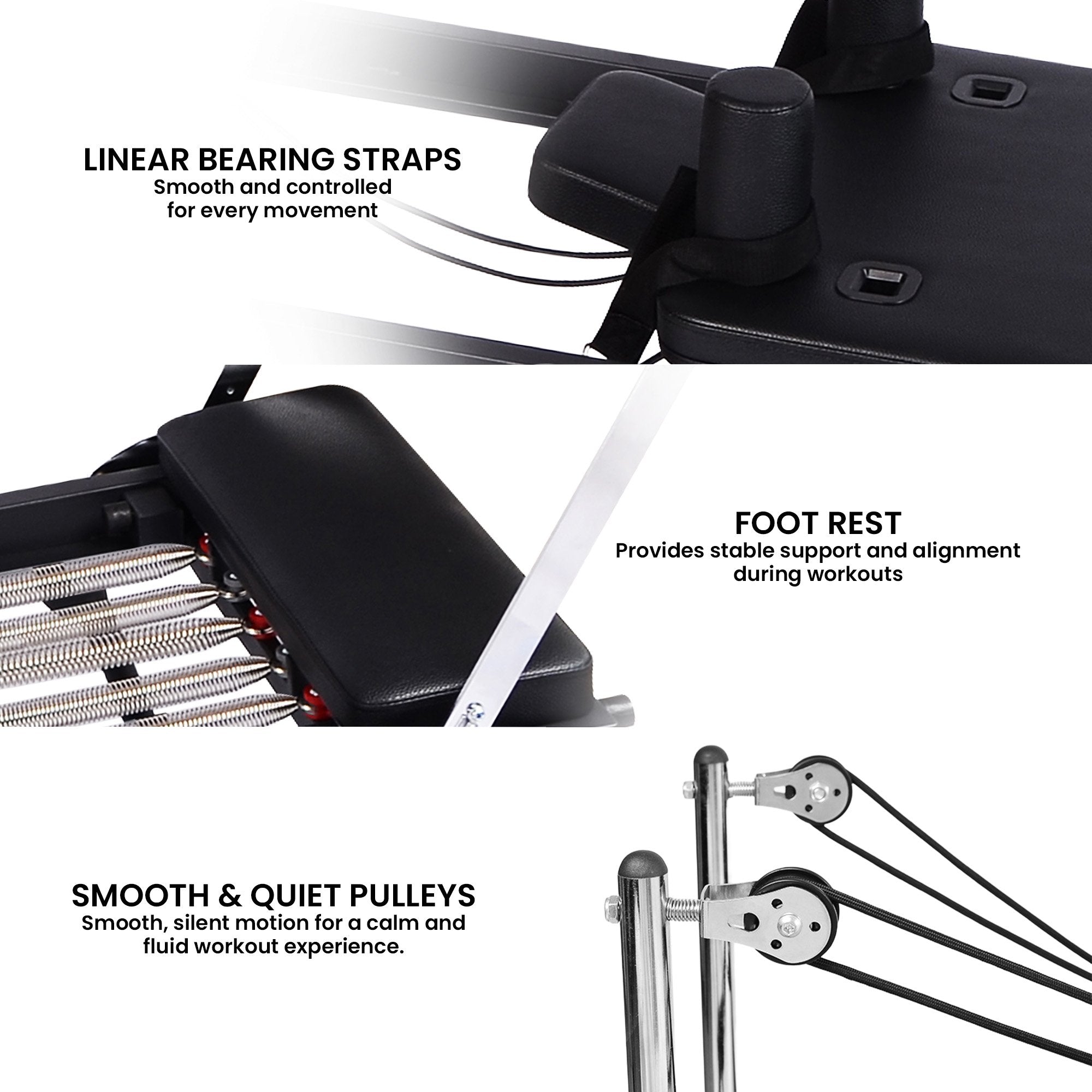 Yoga & Pilates: Powertrain Aria Steel Foldable Pilates Board Reformer Multifunctional Core Exercise Set Ab Trainer With Platform Extender Sitting Box Jumpboard And Footbar For Indoor Outdoor Full Body Fitness Home