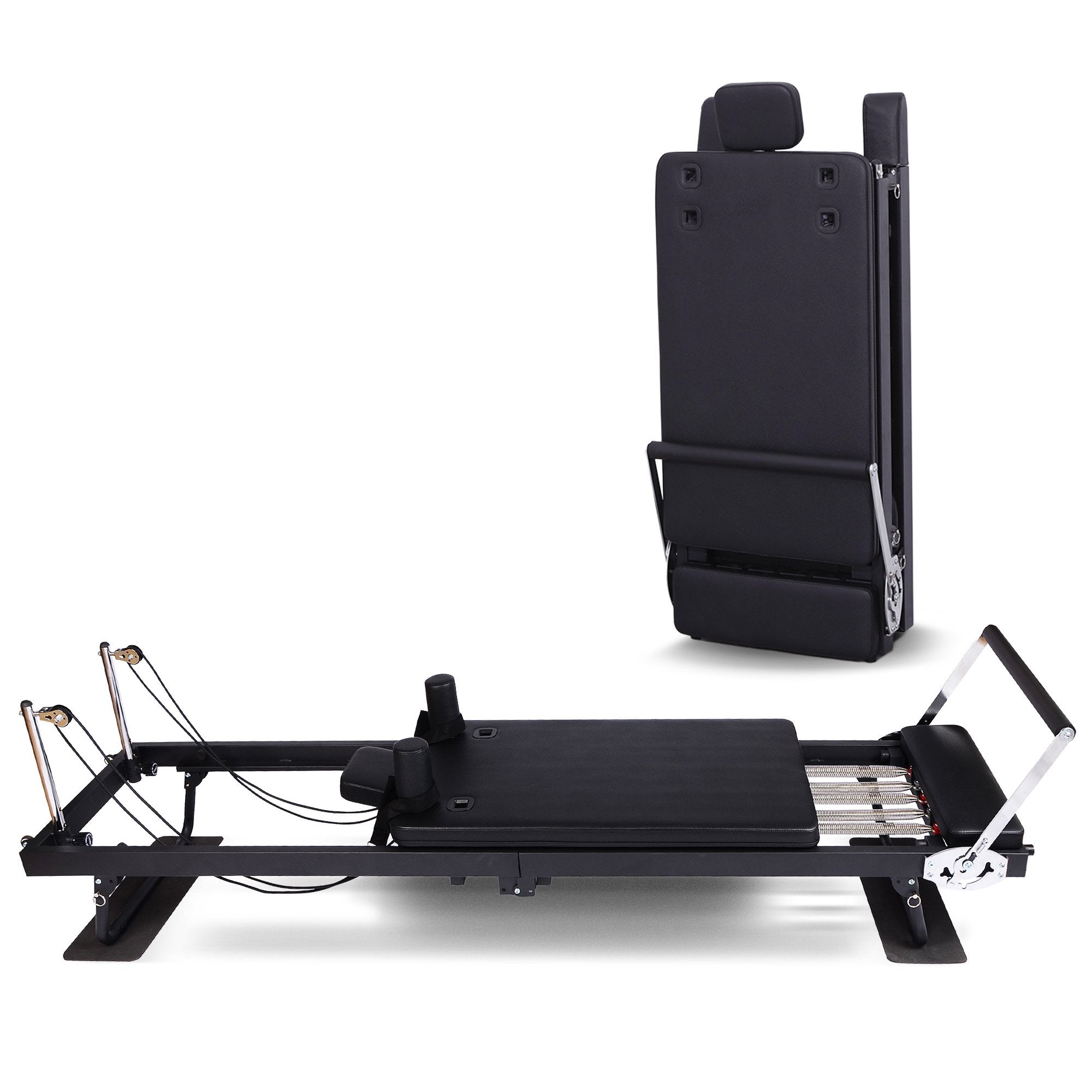 Yoga & Pilates: Powertrain Aria Steel Foldable Pilates Board Reformer Multifunctional Core Exercise Set Ab Trainer With Platform Extender Sitting Box Jumpboard And Footbar For Indoor Outdoor Full Body Fitness Home