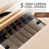 Yoga & Pilates: Powertrain Selina Pilates Reformer Machine Wooden Folding Multifunctional Home Gym Equipment with Jumpboard & Sitting Box Oak Beige