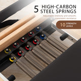 Yoga & Pilates: Powertrain Selina Pilates Reformer Machine Wooden Folding Multifunctional Home Gym Equipment with Jumpboard & Sitting Box Oak Black