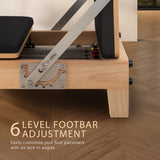 Yoga & Pilates: Powertrain Selina Pilates Reformer Machine Wooden Folding Multifunctional Home Gym Equipment with Jumpboard & Sitting Box Oak Black