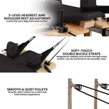 Yoga & Pilates: Powertrain Selina Pilates Reformer Machine Wooden Folding Multifunctional Home Gym Equipment with Jumpboard & Sitting Box Oak Black