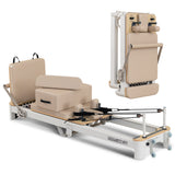 Yoga & Pilates: Powertrain Velora Beige Aluminium Foldable Pilates Board Reformer Multifunctional Core Exercise Set Ab Trainer Platform Extender Sitting Box Jumpboard And Footbar Full Body Home