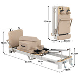 Yoga & Pilates: Powertrain Velora Beige Aluminium Foldable Pilates Board Reformer Multifunctional Core Exercise Set Ab Trainer Platform Extender Sitting Box Jumpboard And Footbar Full Body Home