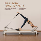 Yoga & Pilates: Powertrain Velora Beige Aluminium Foldable Pilates Board Reformer Multifunctional Core Exercise Set Ab Trainer Platform Extender Sitting Box Jumpboard And Footbar Full Body Home
