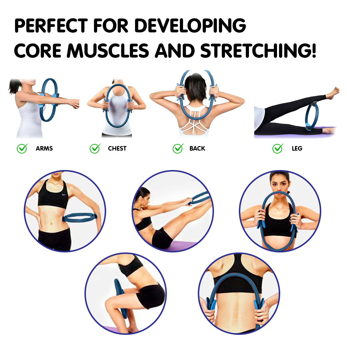 Exercise Bikes: Powertrain Pilates Ring Band Yoga Home Workout Exercise Band Blue