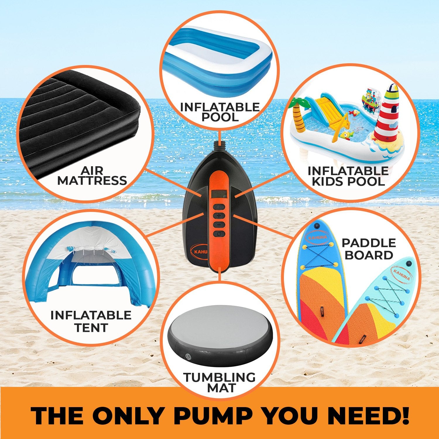 Air Pumps: Kahuna Portable Electric Air Pump 12V for Inflatable Paddle Boards