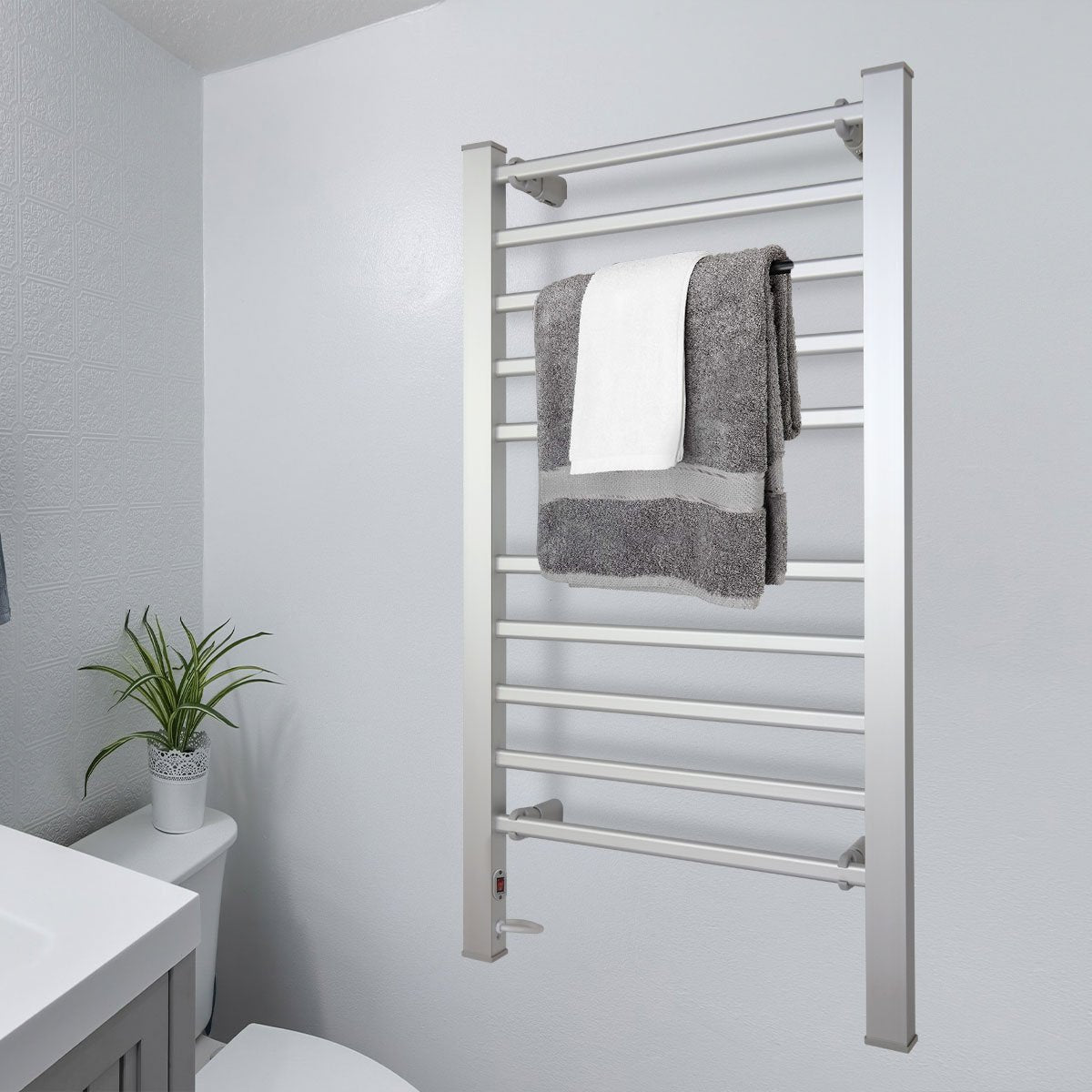 Drying Racks & Hangers: Pronti Heated Towel Rack Electric Bathroom Towel Rails Warmer Ev-160- Silver