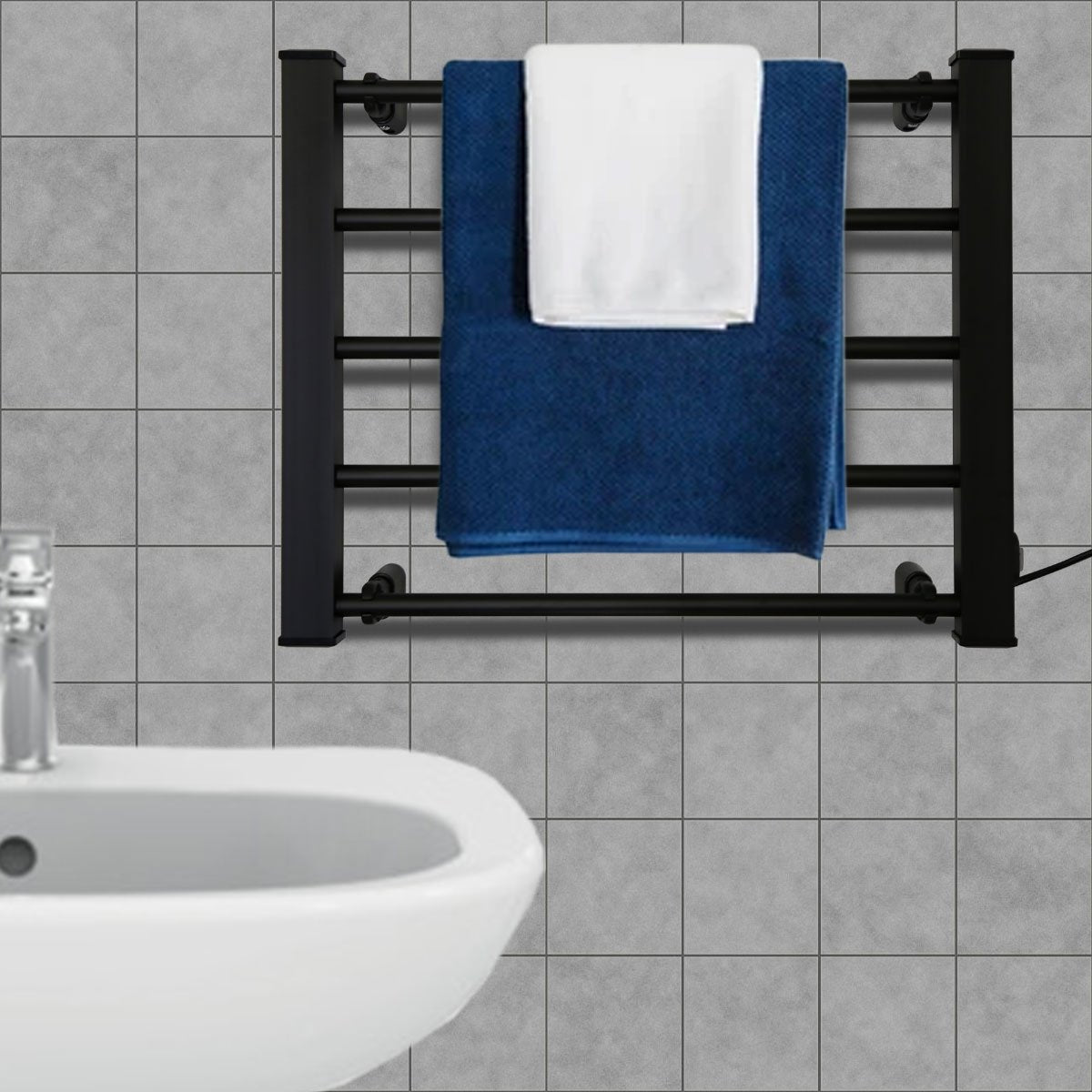Drying Racks & Hangers: Pronti Heated Towel Rack Electric Bathroom Towel Rails Warmer Ev-90 -black