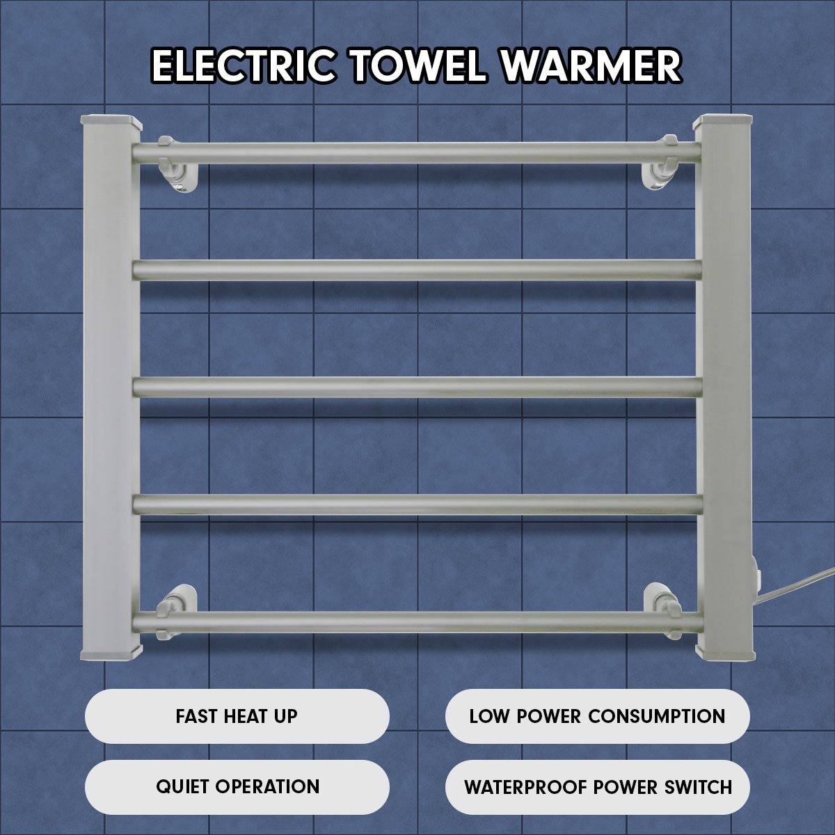 Drying Racks & Hangers: Pronti Heated Towel Rack Electric Bathroom Towel Rails Warmer Ev-90- Silver