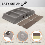 Dog Steps & Ramps: Furtastic Foldable Pet Stairs in Grey - 50cm Dog Ladder Cat Ramp with Non-Slip Mat for Indoor and Outdoor Use