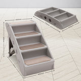 Dog Steps & Ramps: Furtastic Foldable Pet Stairs in Grey - 50cm Dog Ladder Cat Ramp with Non-Slip Mat for Indoor and Outdoor Use