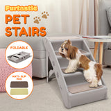 Dog Steps & Ramps: Furtastic Foldable Pet Stairs in Grey - 50cm Dog Ladder Cat Ramp with Non-Slip Mat for Indoor and Outdoor Use
