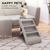 Dog Steps & Ramps: Furtastic Foldable Pet Stairs in Grey - 50cm Dog Ladder Cat Ramp with Non-Slip Mat for Indoor and Outdoor Use