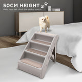 Dog Steps & Ramps: Furtastic Foldable Pet Stairs in Grey - 50cm Dog Ladder Cat Ramp with Non-Slip Mat for Indoor and Outdoor Use