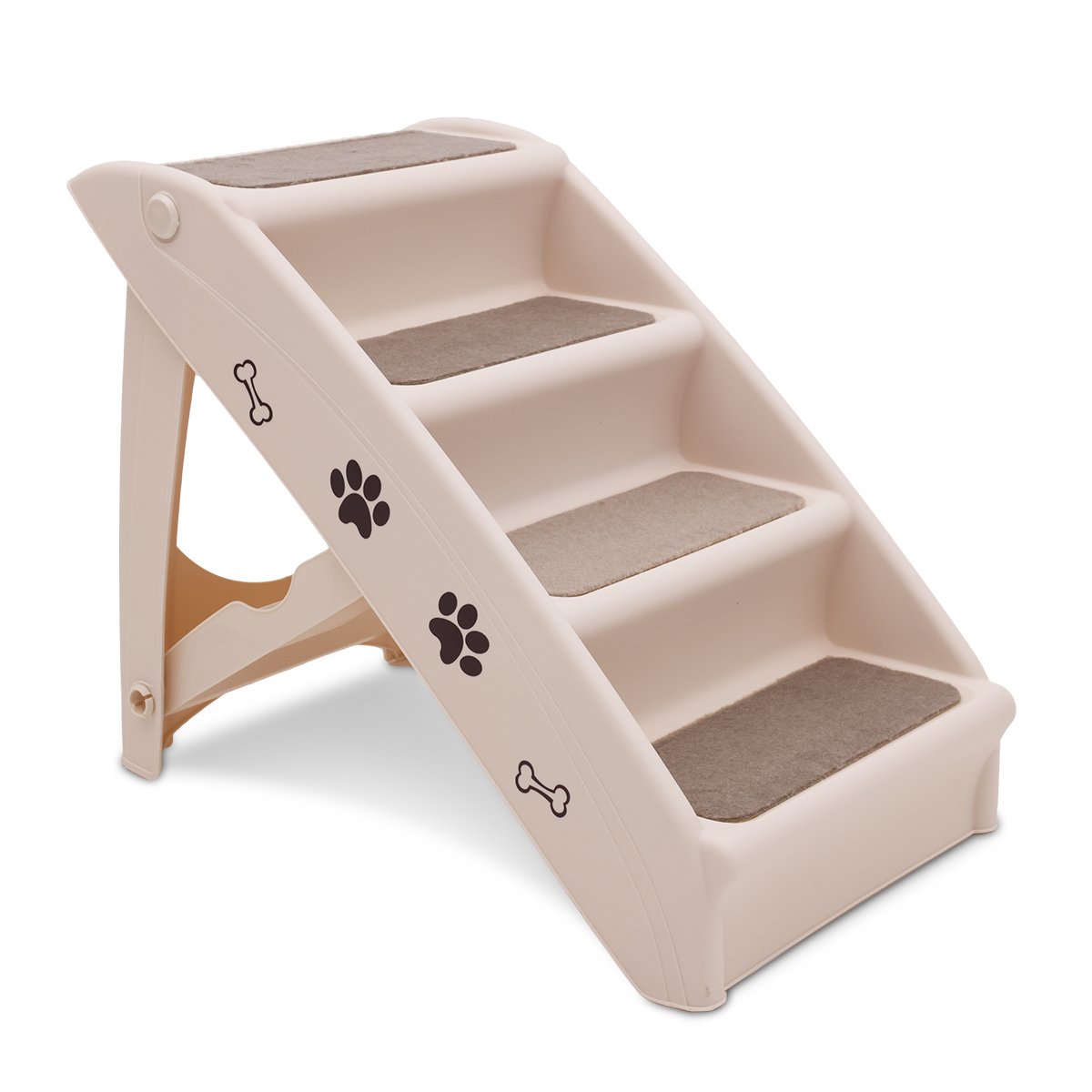 Dog Steps & Ramps: Furtastic Foldable Pet Stairs In White - 50cm Dog Ladder Cat Ramp