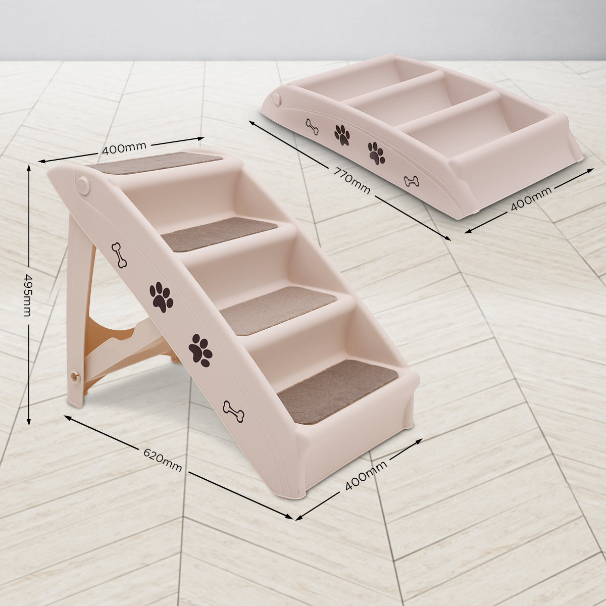Dog Steps & Ramps: Furtastic Foldable Pet Stairs In White - 50cm Dog Ladder Cat Ramp
