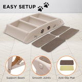 Dog Steps & Ramps: Furtastic Foldable Pet Stairs In White - 50cm Dog Ladder Cat Ramp