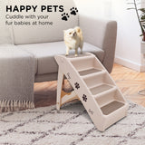 Dog Steps & Ramps: Furtastic Foldable Pet Stairs In White - 50cm Dog Ladder Cat Ramp