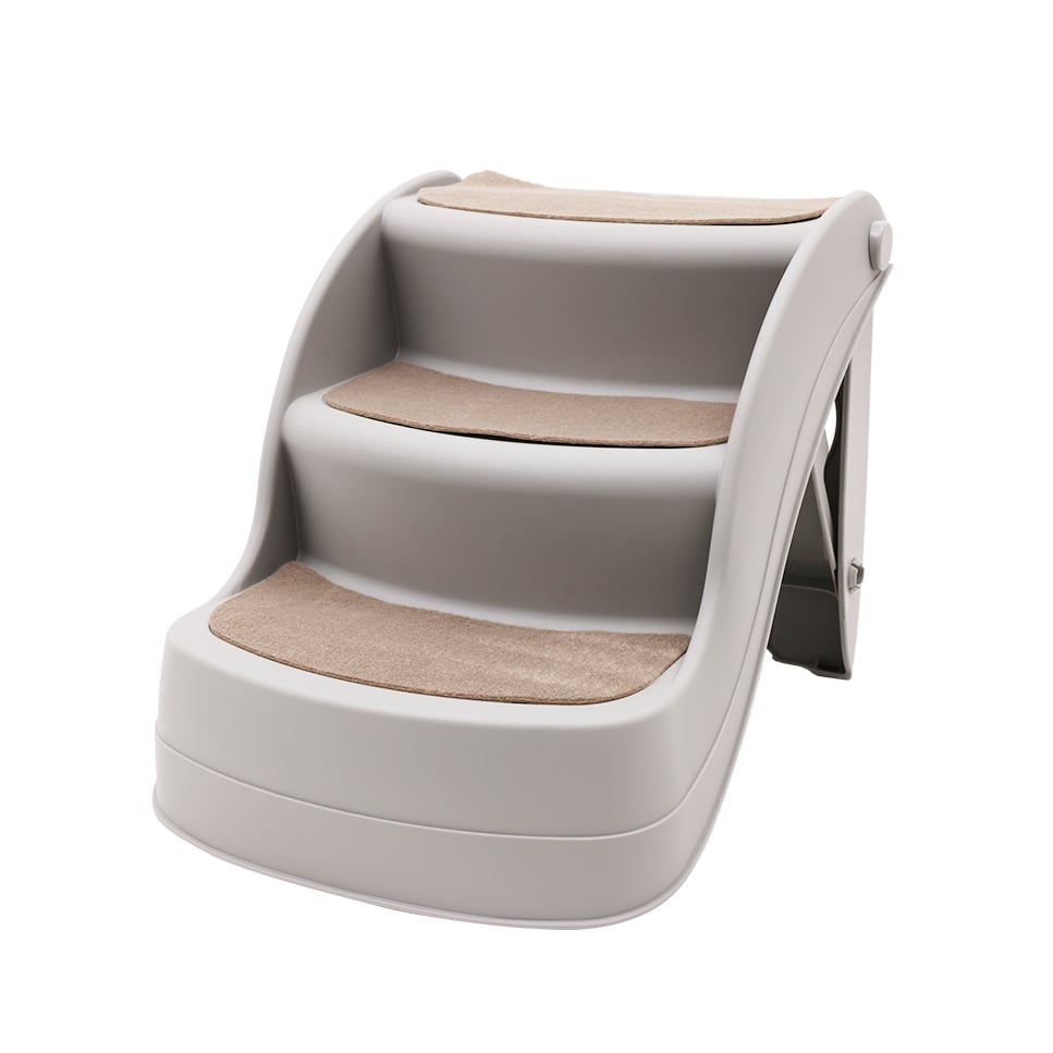 Dog Steps & Ramps: Furtastic Foldable Pet Stairs In Grey - 38cm Dog Ladder Cat Ramp