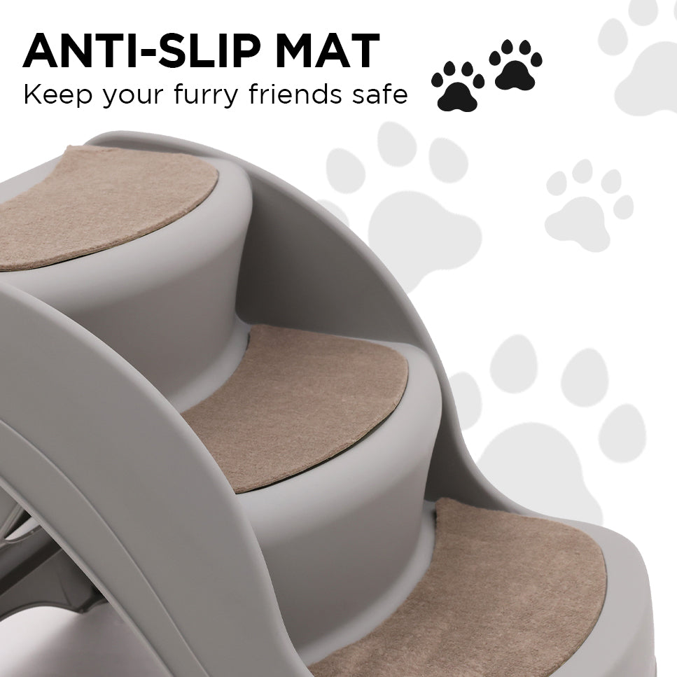 Dog Steps & Ramps: Furtastic Foldable Pet Stairs In Grey - 38cm Dog Ladder Cat Ramp