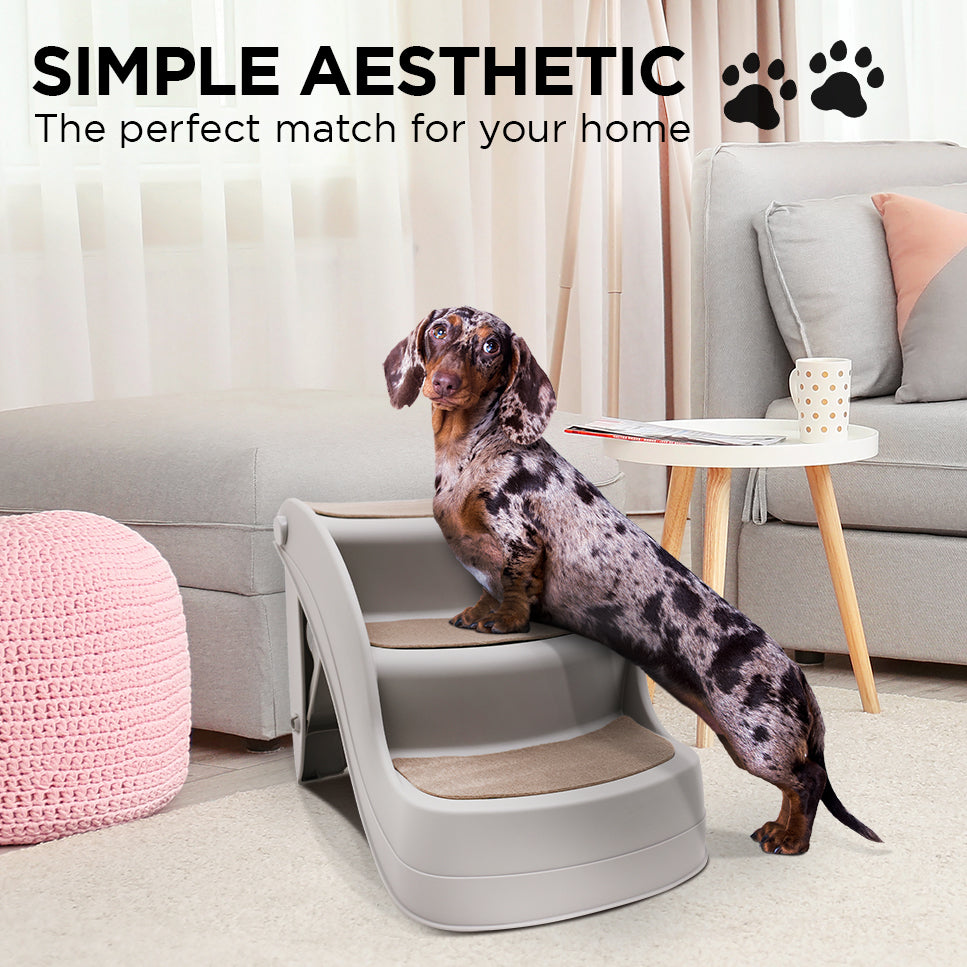 Dog Steps & Ramps: Furtastic Foldable Pet Stairs In Grey - 38cm Dog Ladder Cat Ramp