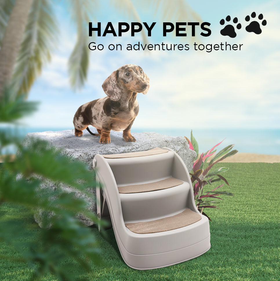 Dog Steps & Ramps: Furtastic Foldable Pet Stairs In Grey - 38cm Dog Ladder Cat Ramp