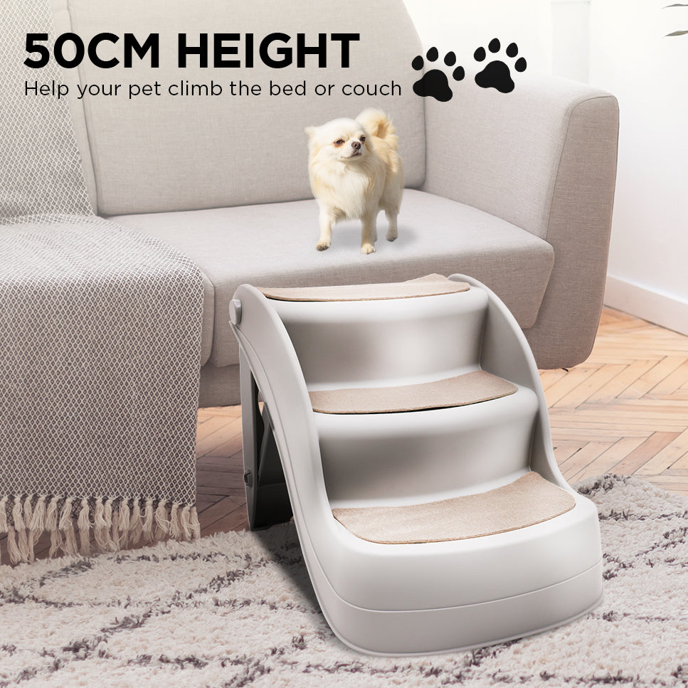 Dog Steps & Ramps: Furtastic Foldable Pet Stairs In Grey - 38cm Dog Ladder Cat Ramp