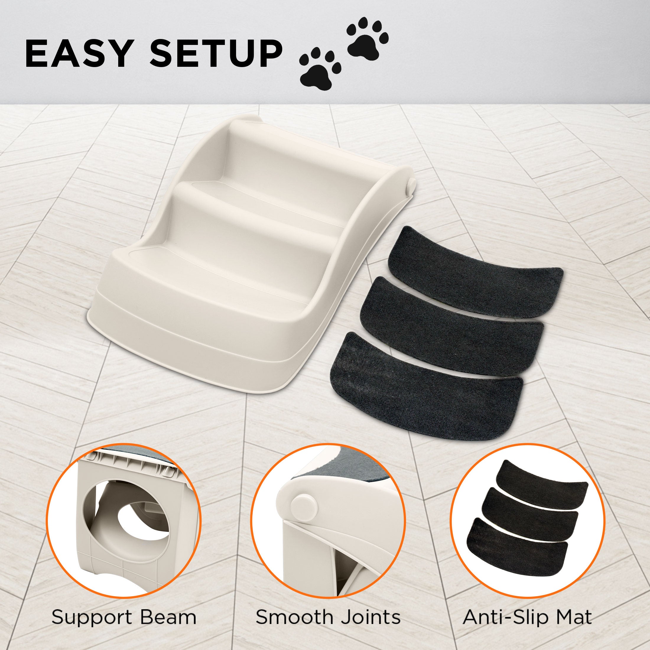 Dog Steps & Ramps: Furtastic 38cm Foldable Pet Stairs Ramp - White