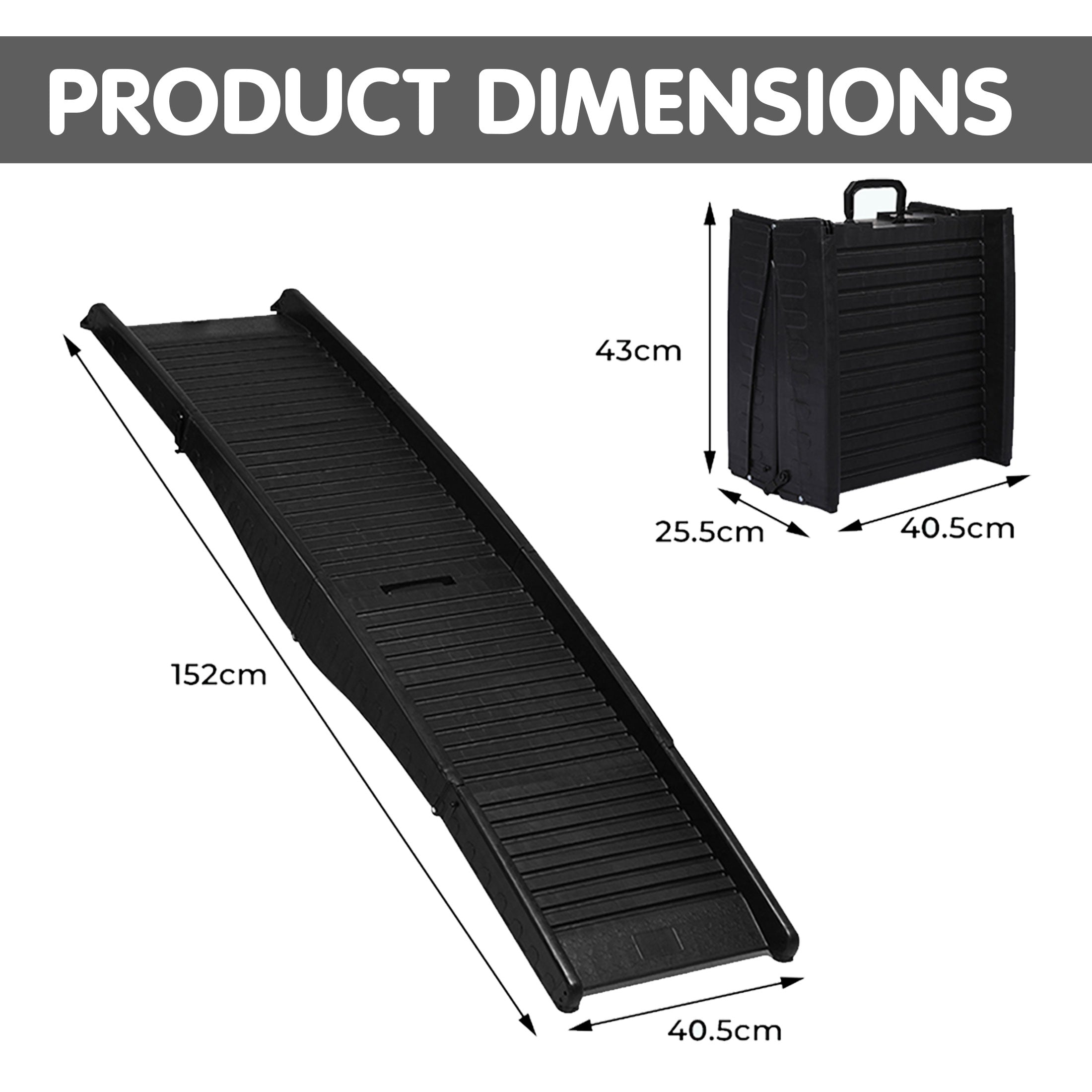 Dog Steps & Ramps: Furtastic 152cm Portable Dog Pet Ramp - Black