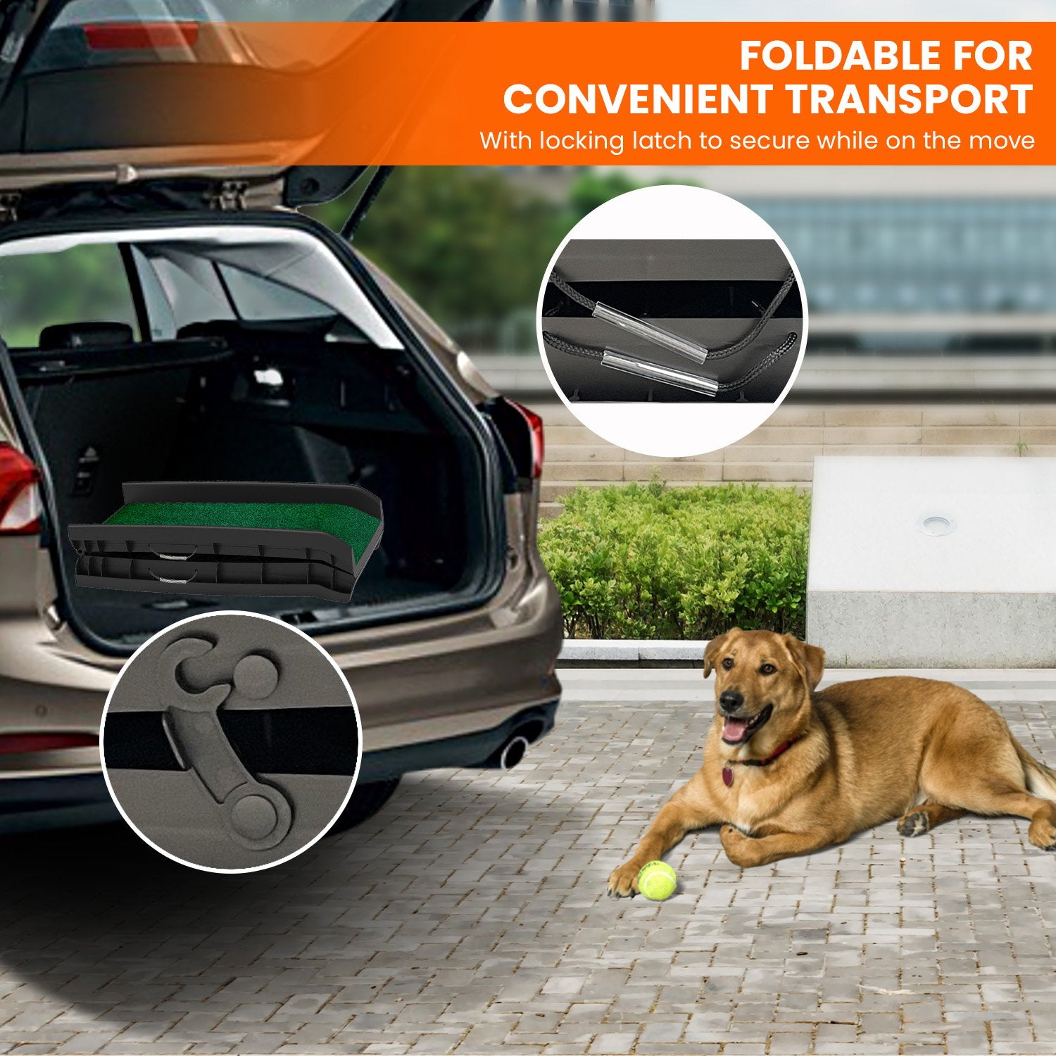 Dog Steps & Ramps: Furtastic Foldable Dog Ramp with Poly-Grass Grip Surface Non-Slip UV Protection