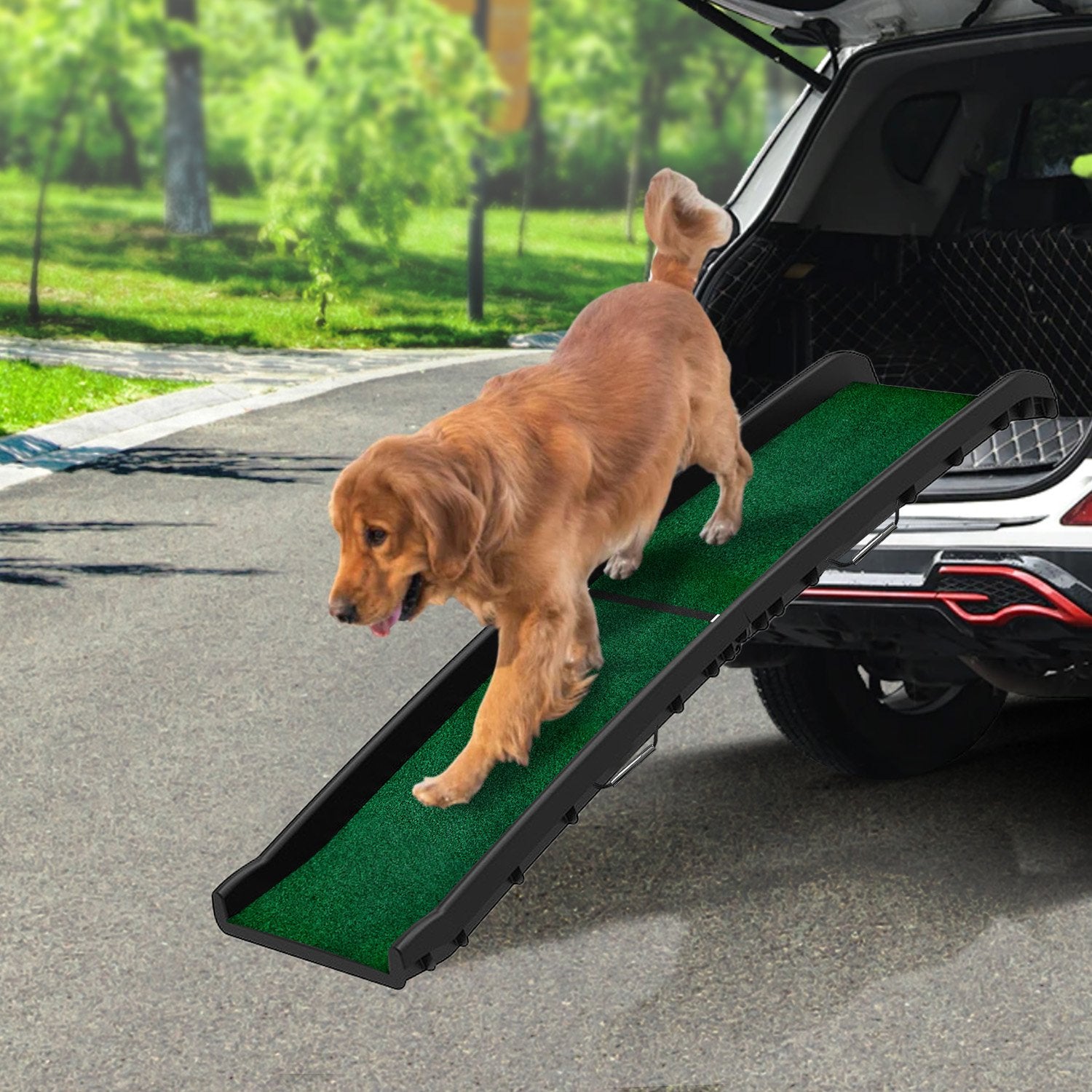 Dog Steps & Ramps: Furtastic Foldable Dog Ramp with Poly-Grass Grip Surface Non-Slip UV Protection