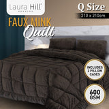 Quilts & Duvets: Laura Hill 600GSM Faux Mink Comforter Quilt Duvet Doona - Queen