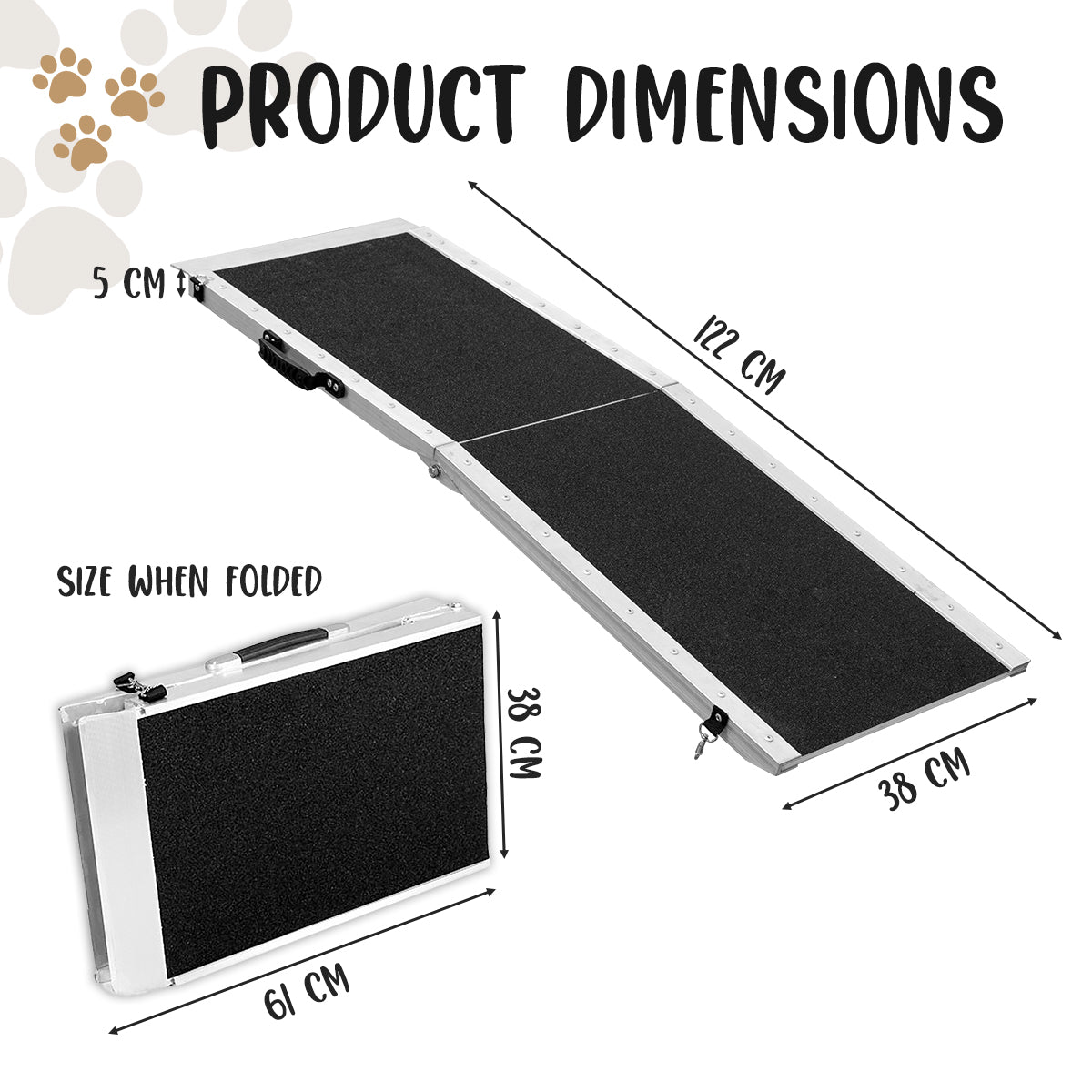Dog Steps & Ramps: Klika Foldable Aluminium Dog Ramp - 122 x 38 cm