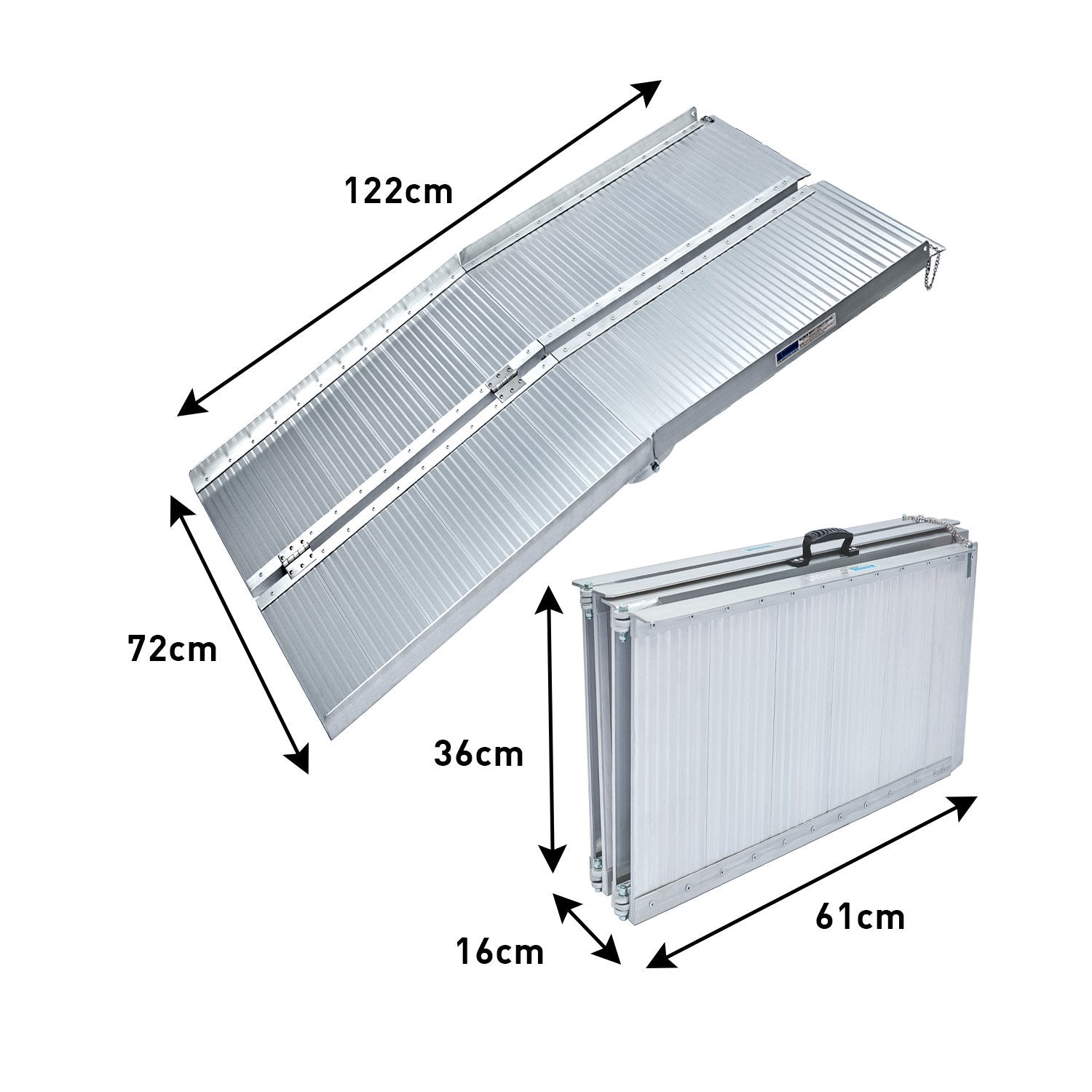 Automotive Loading Ramps: Kartrite 4ft Aluminium Foldable Wheelchair Ramp Non-Slip R02 Silver