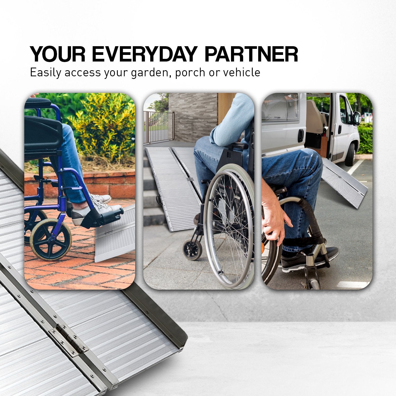 Automotive Loading Ramps: Kartrite 4ft Aluminium Foldable Wheelchair Ramp Non-Slip R02 Silver