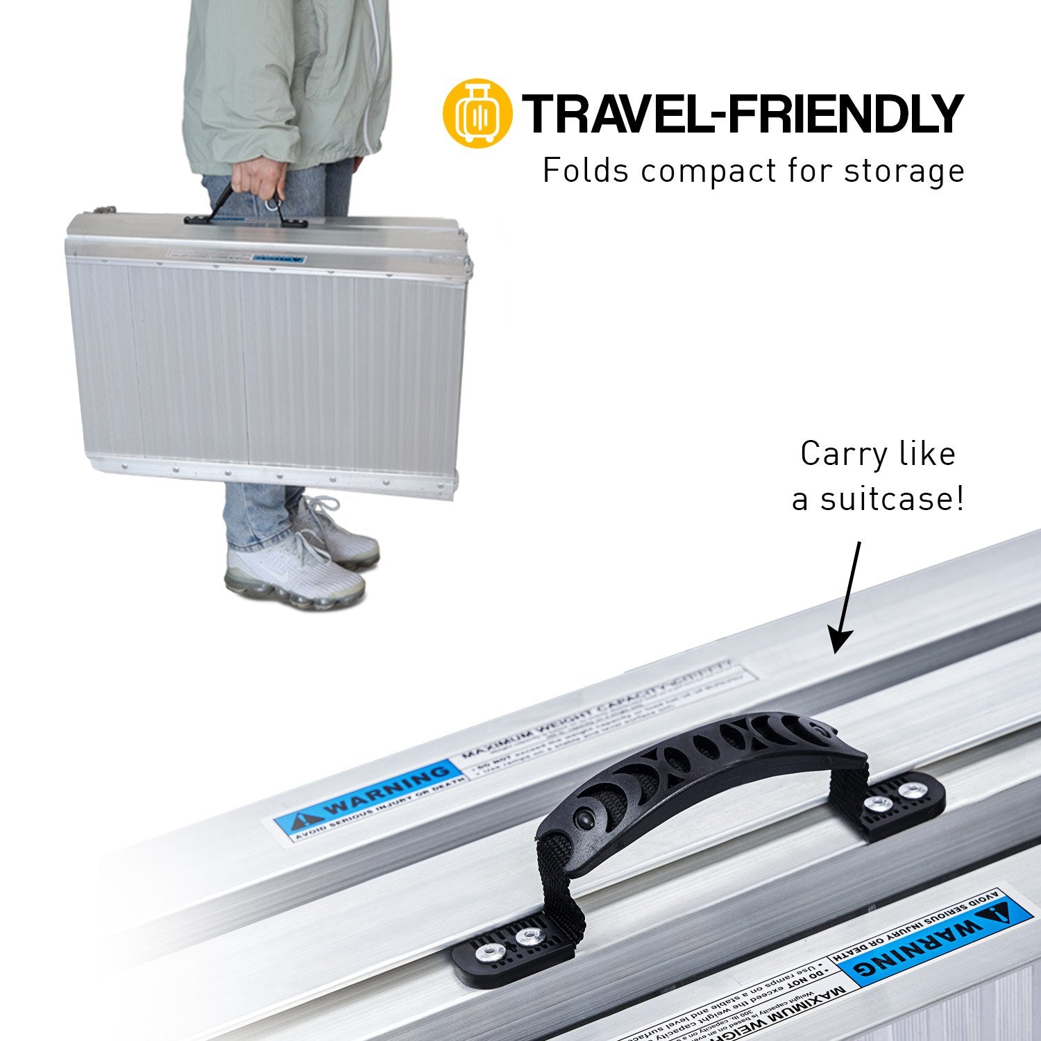 Automotive Loading Ramps: Kartrite 4ft Aluminium Foldable Wheelchair Ramp Non-Slip R02 Silver