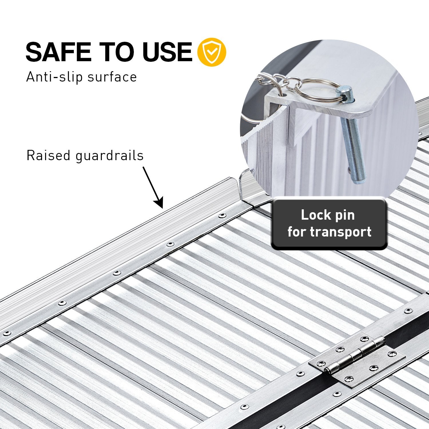 Automotive Loading Ramps: Kartrite 4ft Aluminium Foldable Wheelchair Ramp Non-Slip R02 Silver
