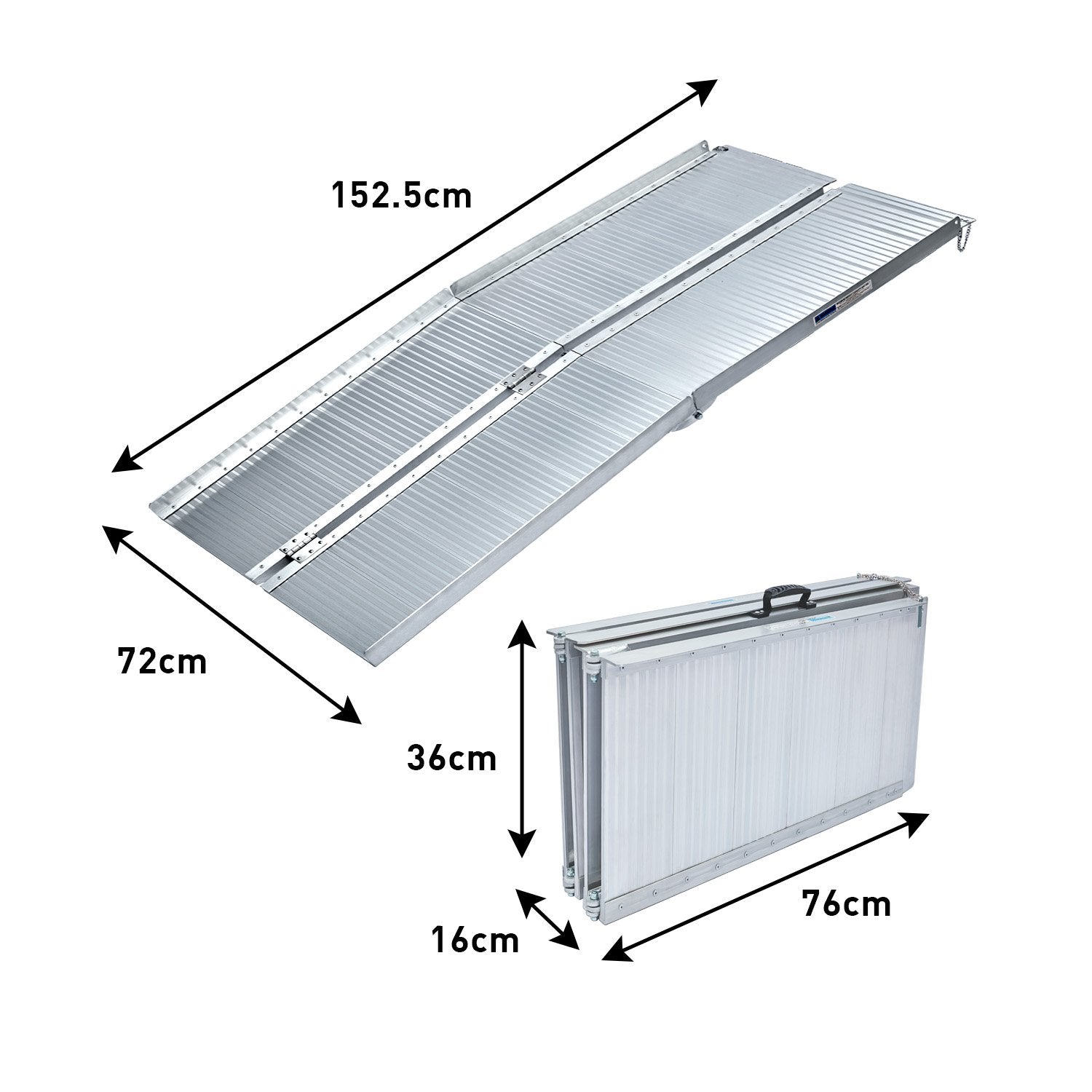 Automotive Loading Ramps: Kartrite 5ft Aluminium Foldable Wheelchair Ramp Non-Slip R02 Silver