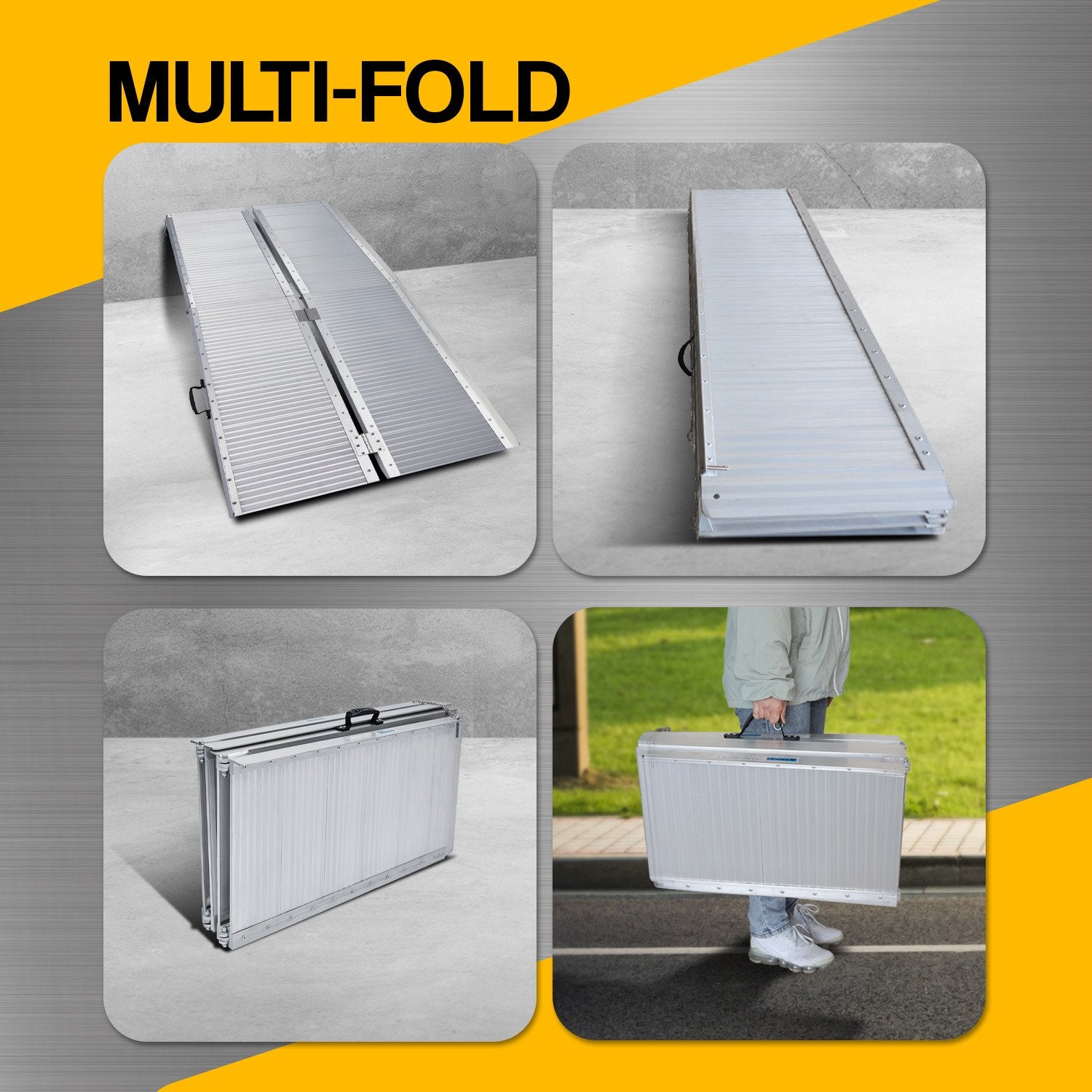 Automotive Loading Ramps: Kartrite 5ft Aluminium Foldable Wheelchair Ramp Non-Slip R02 Silver