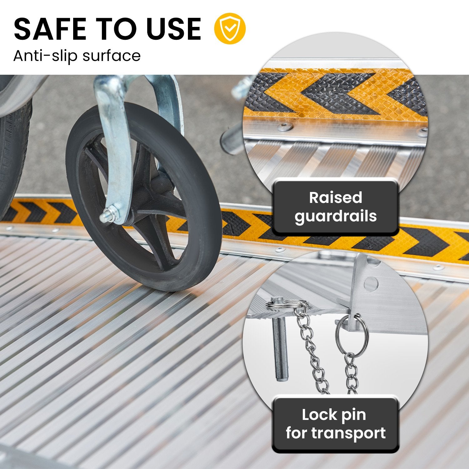 Mobility & Accessibility: Kartrite 6ft Aluminium Foldable Wheelchair Ramp Non-Slip R02 Silver