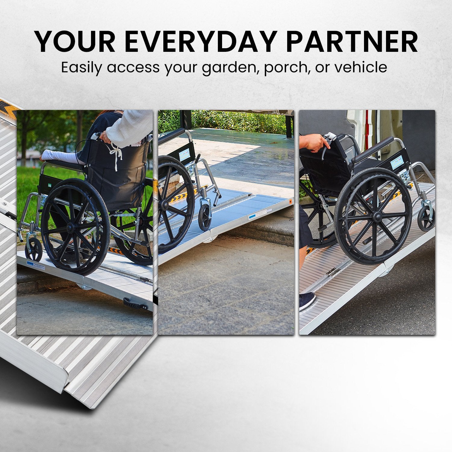 Mobility & Accessibility: Kartrite 6ft Aluminium Foldable Wheelchair Ramp Non-Slip R02 Silver