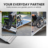 Mobility & Accessibility: Kartrite 6ft Aluminium Foldable Wheelchair Ramp Non-Slip R02 Silver