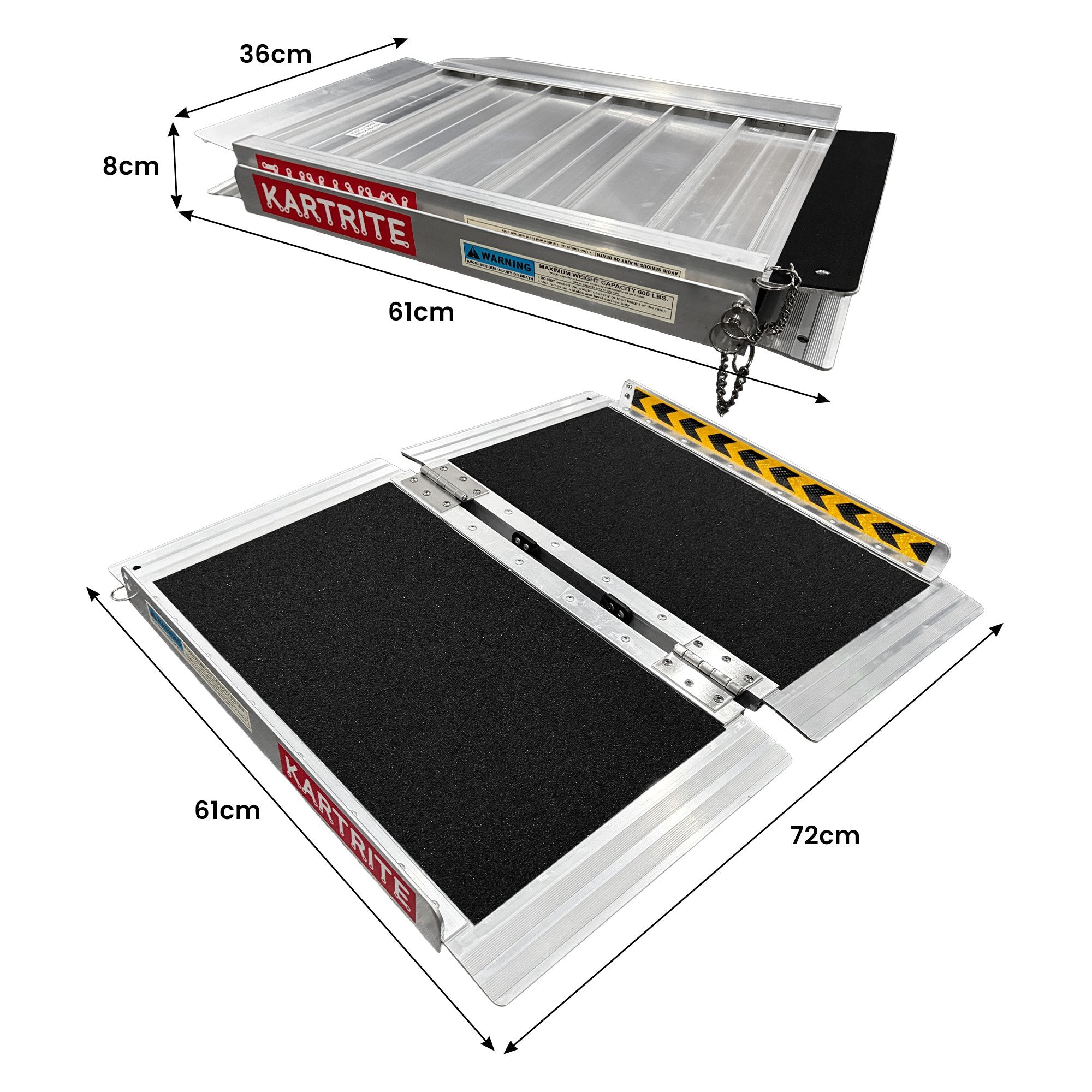 Mobility & Accessibility: Kartrite Aluminium Wheelchair Ramp 2FT Mobility Ramp with High Grip Surface Safety Side Rails Locking Pin & Carry Handle