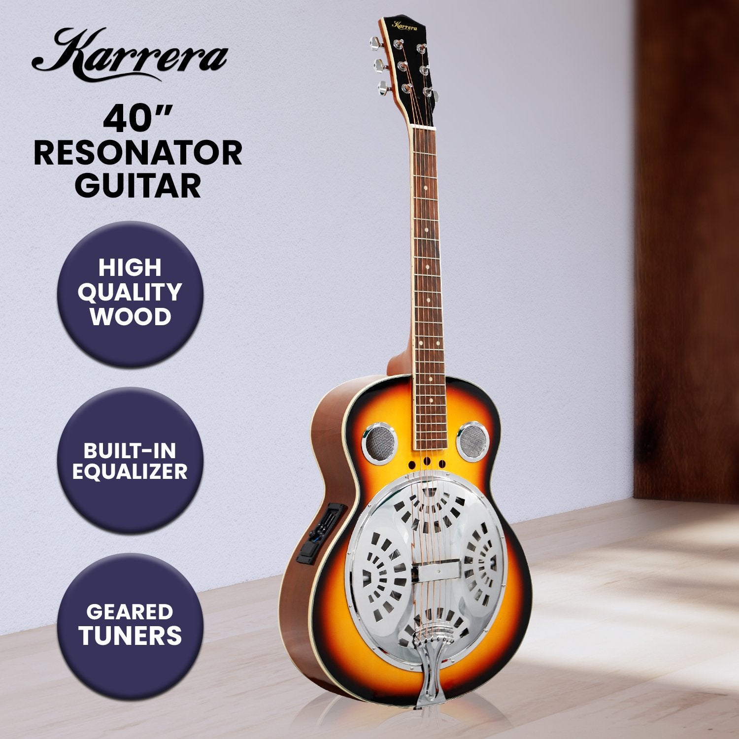 Guitars: Karrera 40in Resonator Guitar - Sunburst