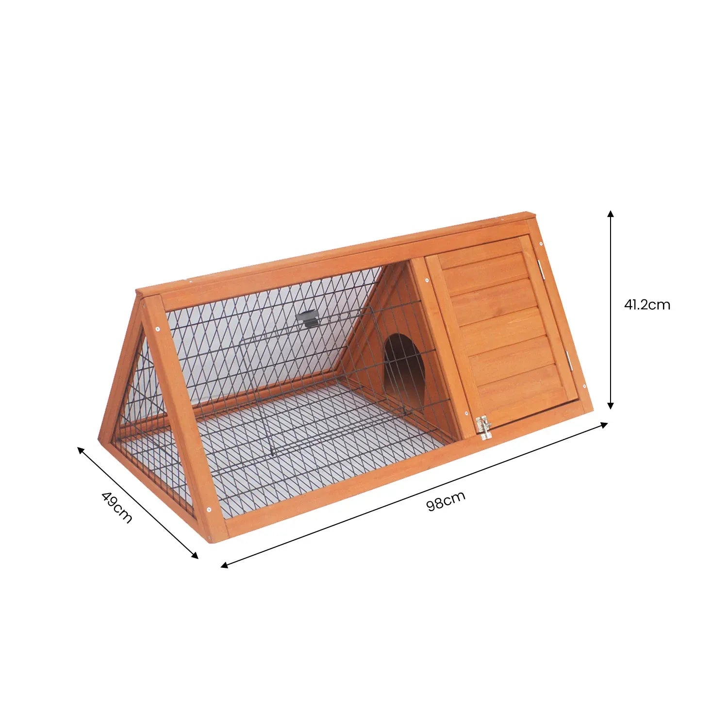 Little Buddies Wooden Triangle Rabbit Animal Hutch - 98cm