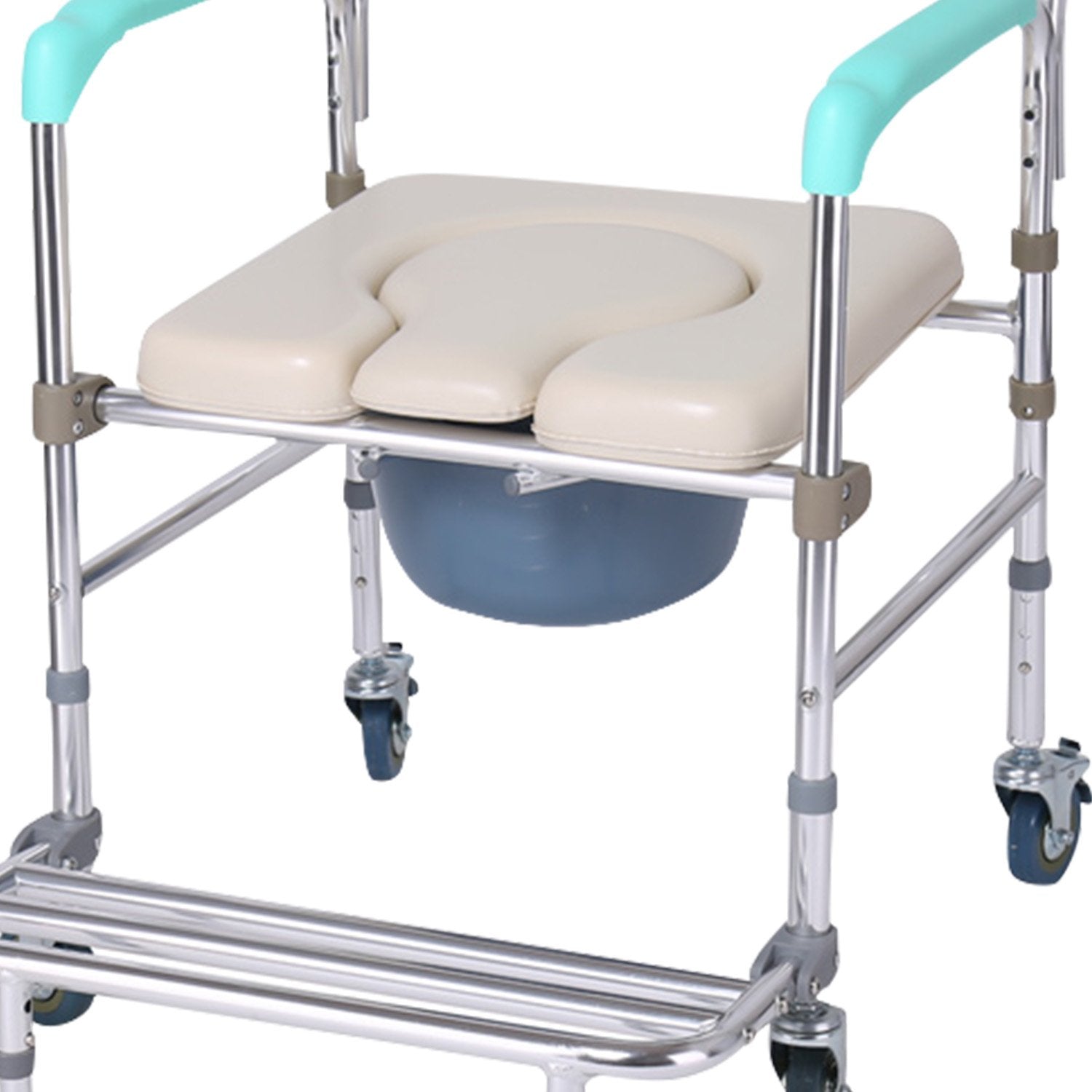 Massage Chairs: Orthonica Commode Chair With Castors Aluminium Frame Footrest Soft Push Handles