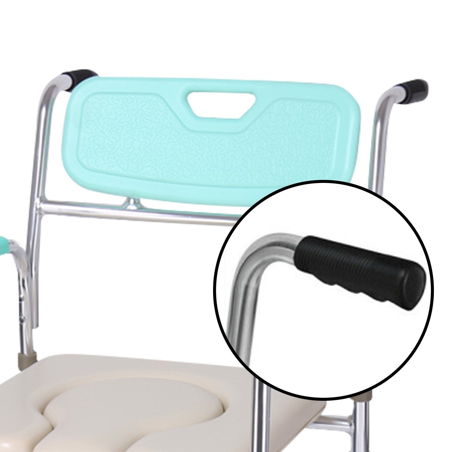Massage Chairs: Orthonica Commode Chair With Castors Aluminium Frame Footrest Soft Push Handles